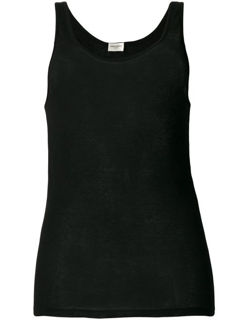 Fine ribbed tank top - Black