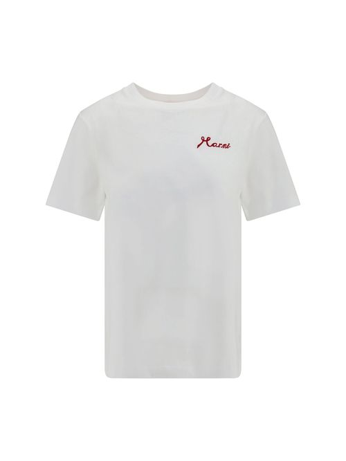 Flocked Logo Cotton T-Shirt — White