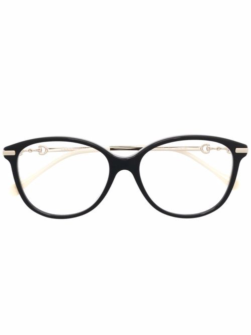 Round-frame clear glasses - Black