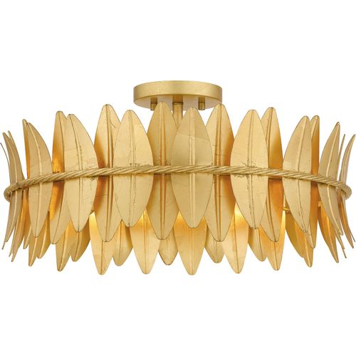 Gold Leaf Four Light Semi Flush Mount from the Liza Collection