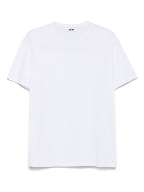 Grifoni whipstitch-detail T-shirt - 001 WHITE