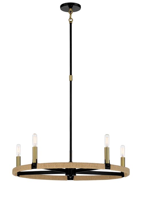 Coal And Soft Brass Chandelier from the Windward Passage Collection