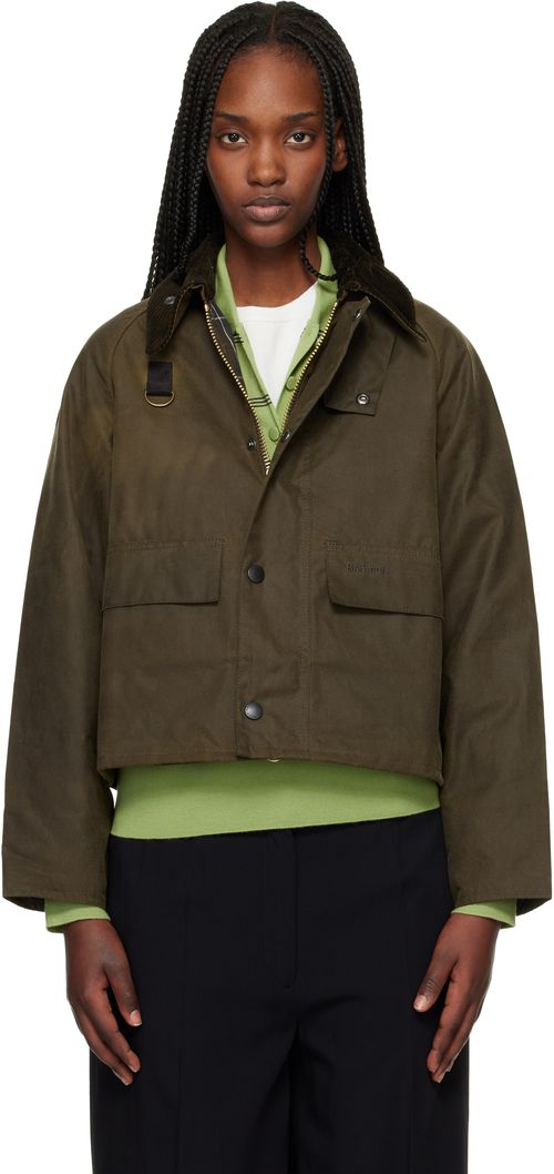 Khaki Spey Slim Waxed Jacket