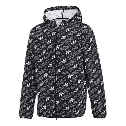 Originals Full Print Athleisure Casual Sports hooded Woven Windproof Outdoor Jacket Black