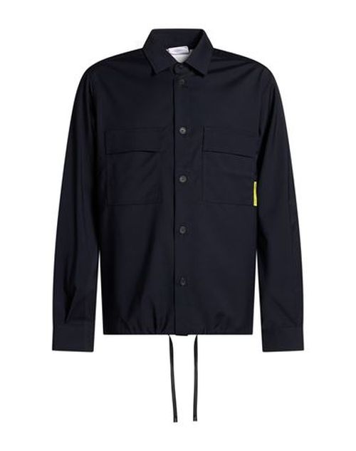 Man Shirt Midnight blue Size L Polyester, Wool, Elastane