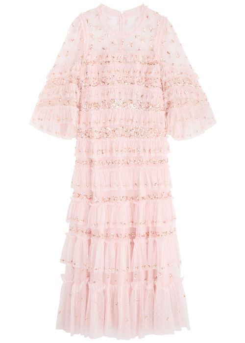 Emily Embellished Ruffled Tulle Gown - Pink - 8 (UK8 / S)