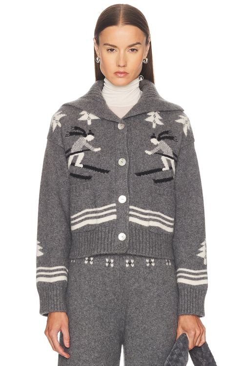 Calle Del Mar Ski Cardigan in Thunder & Multi - Grey. XS also in L