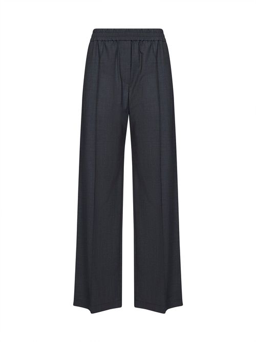 Wide-Leg Lyocell-Blend Trousers — Gray