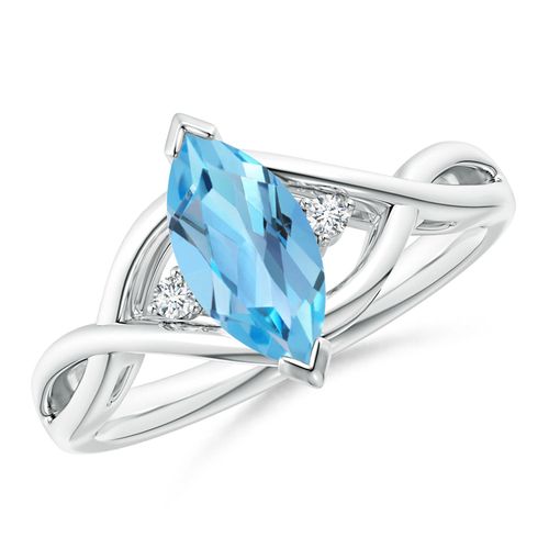 Angara 1.2 Carats Criss-Cross Marquise Swiss Blue Topaz Solitaire Ring in Platinum