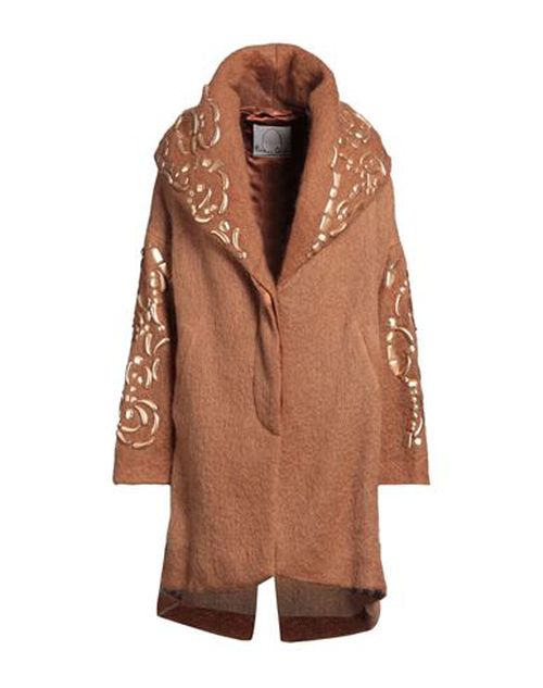 Woman Coat Camel Size 2 Merino Wool, Virgin Wool, Polyamide
