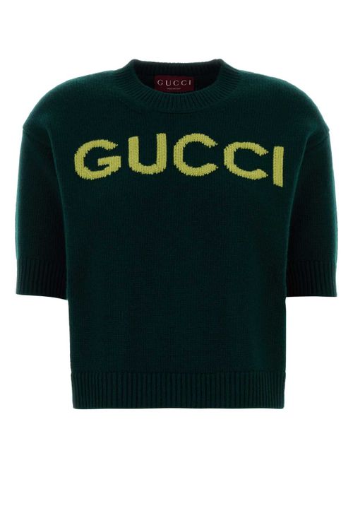 Logo-Embroidered Wool Sweater — Green