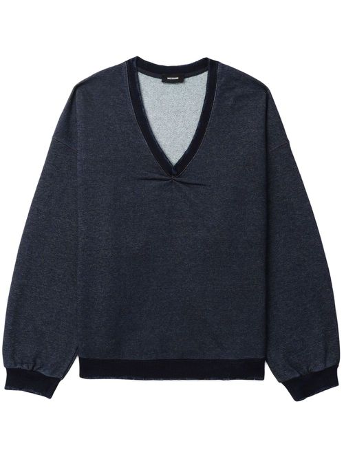 Ruched-detail cotton sweatshirt - Blue