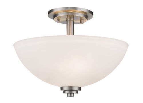 Ashton 3-Light Semi Flush Mount Ceiling Light In Brushed Nicke