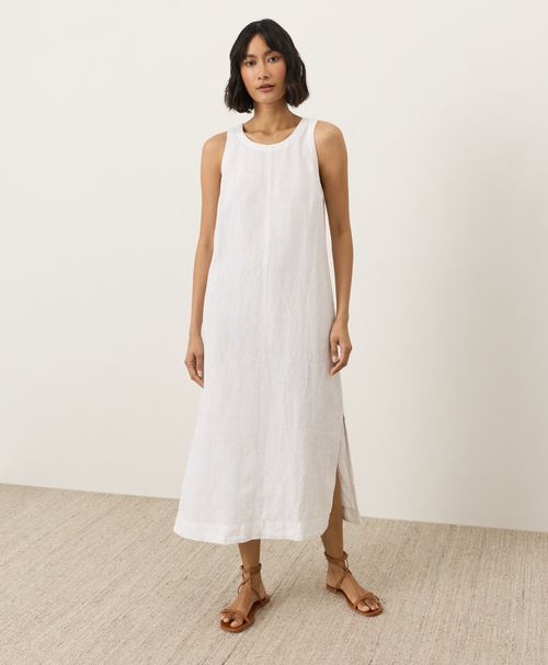 Women's White Linen Easy Tank Dre