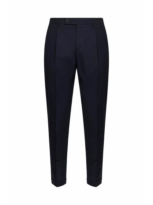 Stretch Cotton-Blend Trousers — Navy
