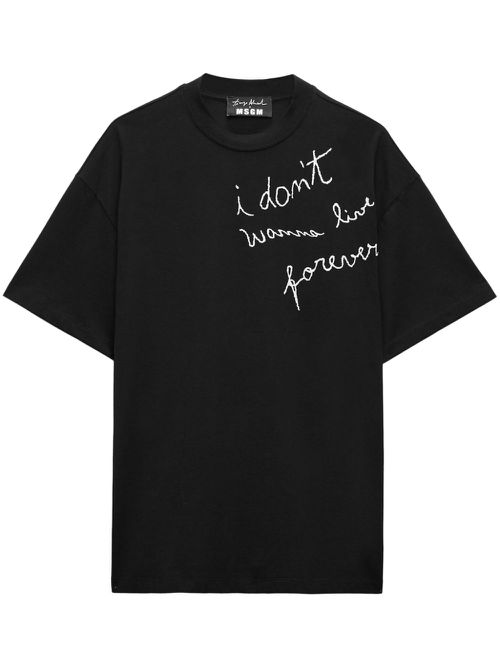 Slogan-print T-shirt - Black