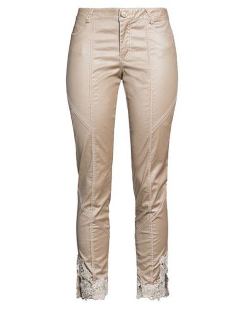 Woman Pants Taupe Size 28 Cotton, Elastane