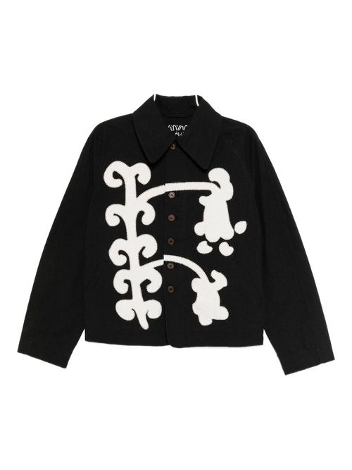 Applique hand embroidery jacket - Black