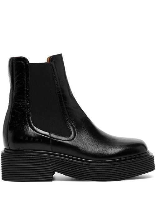 Ridged-sole ankle boots - Black