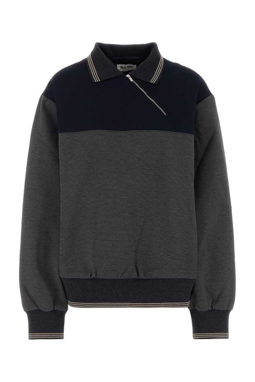 Two-Tone Stretch Viscose Blend Sweatshirt — Gray