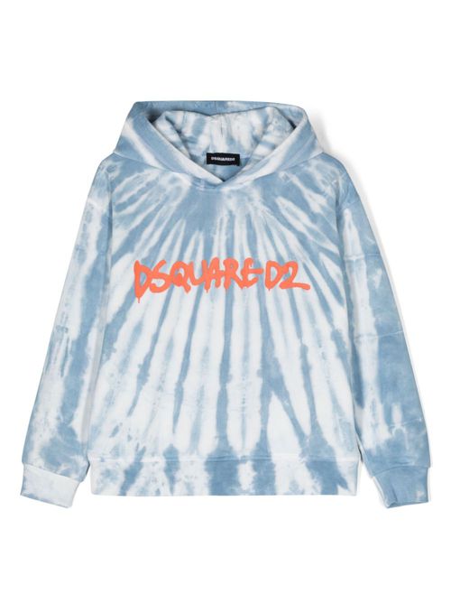 Logo-print cotton hoodie - Blue