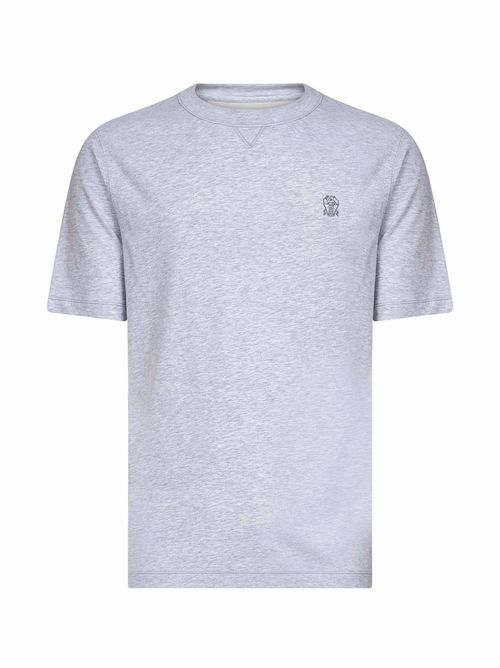 Solomeo Crest Embroidered T-Shirt — Gray