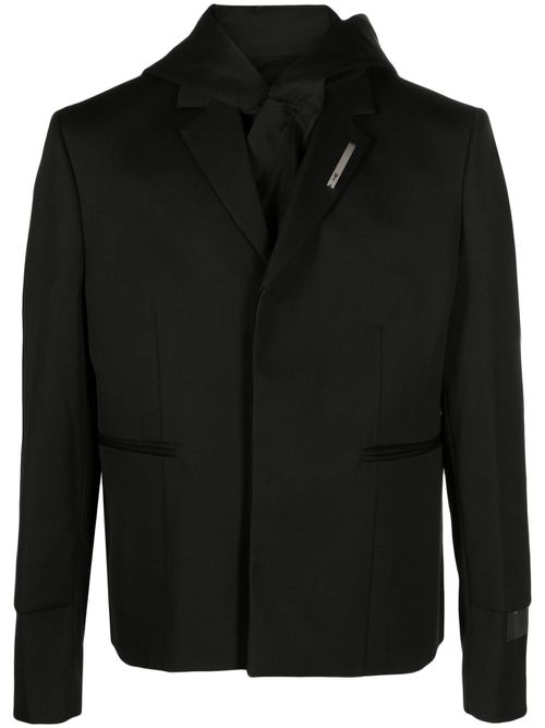 Single-breasted hooded blazer - Black