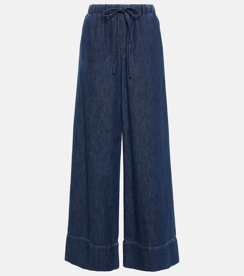 High-rise chambray wide-leg jeans