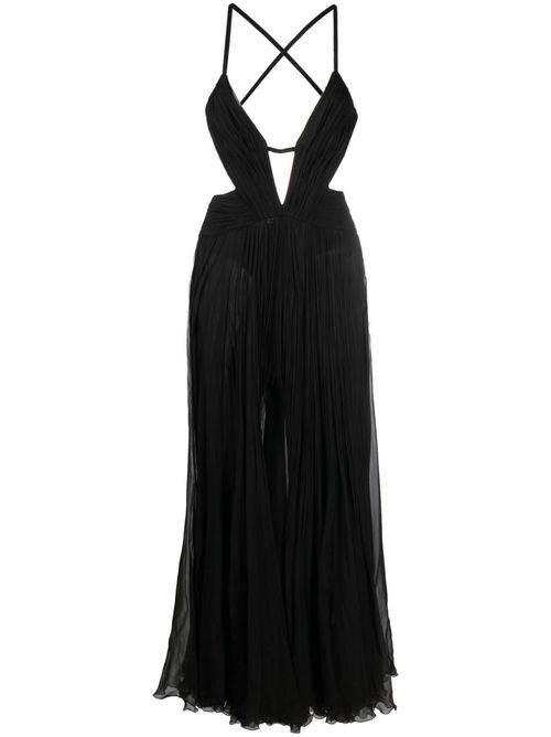 Draped backless silk dress - Black