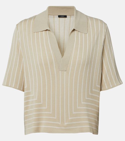 Striped cotton and silk polo shirt