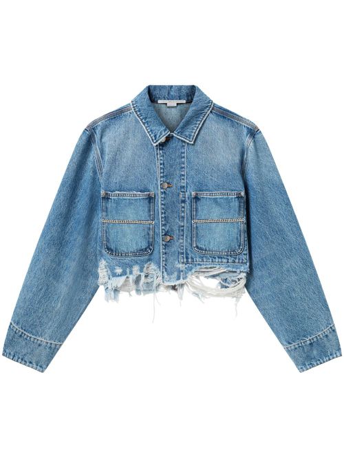 Chain-detailing denim jacket - Blue
