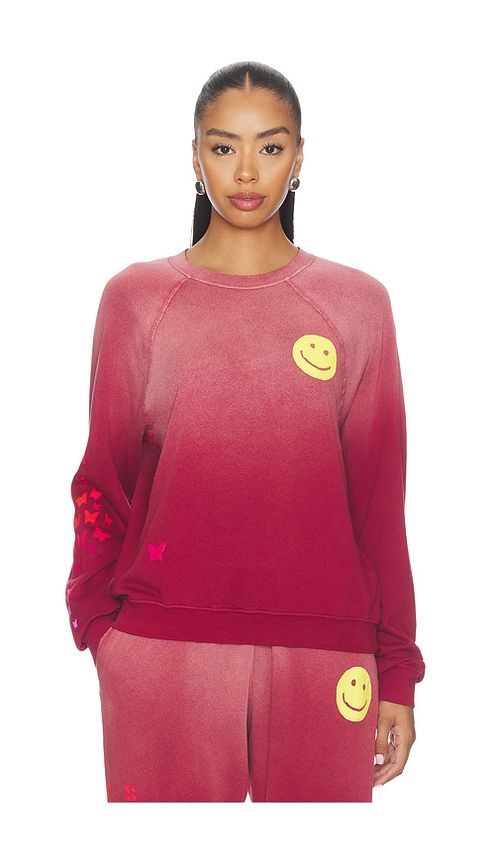 Lauren Moshi Anela Crewneck Raglan Pullover in Maroon Ombre. S also in