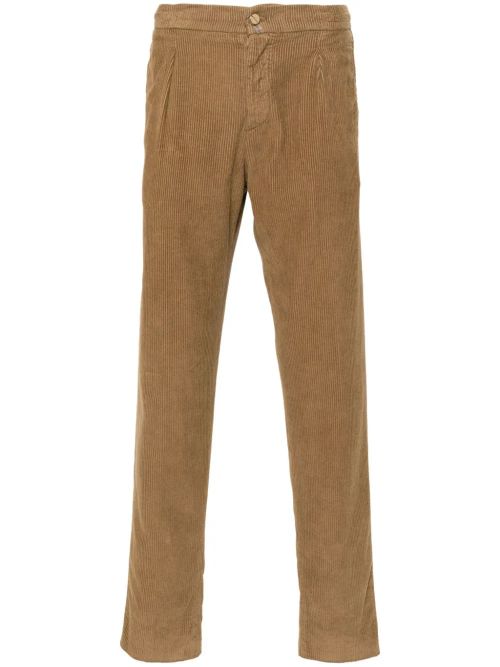 Cotton Corduroy Slim-Cut Trousers — Camel