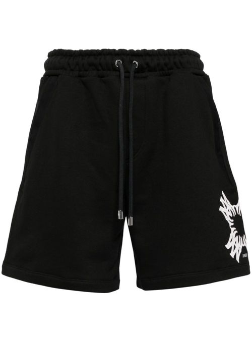 Logo print cotton shorts - Black
