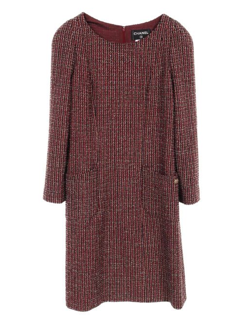 CHANEL Pre-Owned 1986-1988 tweed midi dress - Red