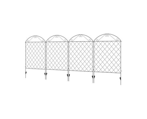 4 Pack Steel Foldable Fence Arch Trellis Panel Animal Barrier - Black