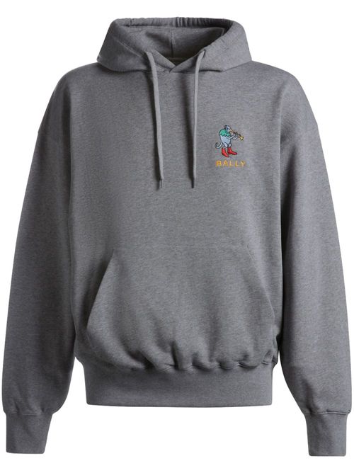 Logo-embroidered organic cotton hoodie - Grey