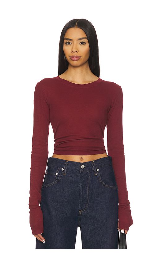 LA Made Long Sleeve Thermal Tee in Burgundy. - XL also in L, M