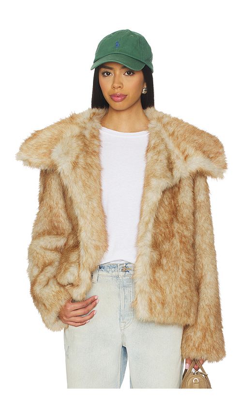 Lovers and Friends Elsa Faux Fur Jacket in Brown. L. Also in XXS, XS, S