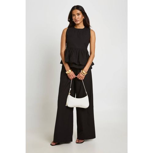 Boohoo Women's High Neck Peplum Top & Trouser Co-Ord in Black