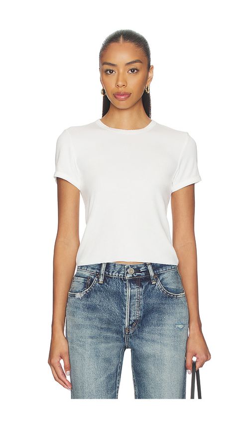 RE/DONE 90's Ribbed Cap Sleeve Tee in White. L. Also in XS, M, XXL/2X