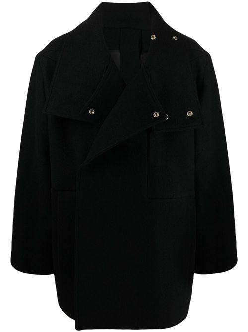 Double-breasted virgin wool coat - Black