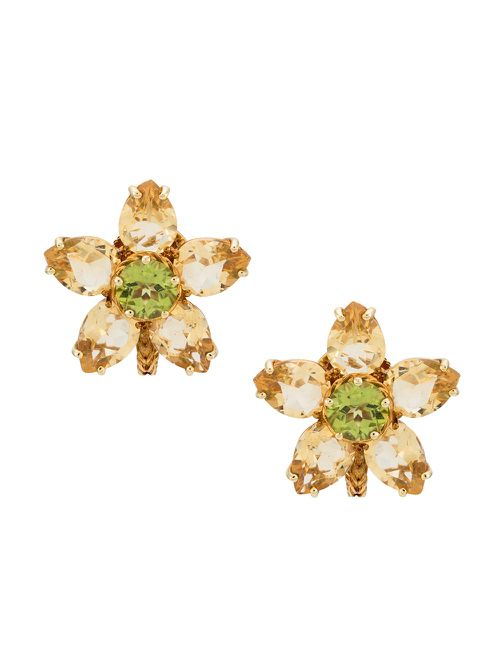 18kt yellow gold Spring gemstone earrings