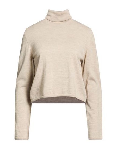 Woman Turtleneck Beige Size L Acrylic, Virgin Wool