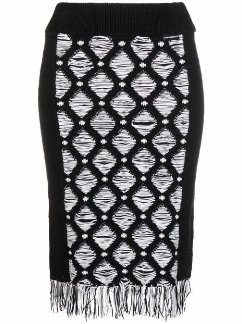 Bouclé-knit midi skirt