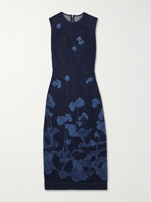 Elena Floral-print Denim Midi Dress