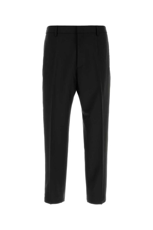 Virgin Wool Blend Trouser — Black