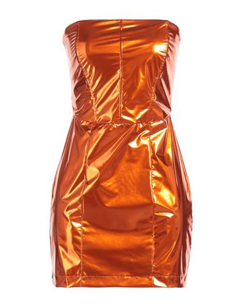 Woman Mini dress Orange Size 1 Polyurethane, Polyester, Elastane