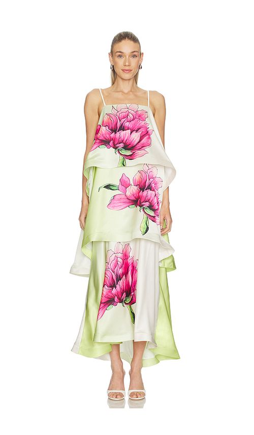 ELLIATT Elisia Tiered Gown in Green. - XL also in L, M