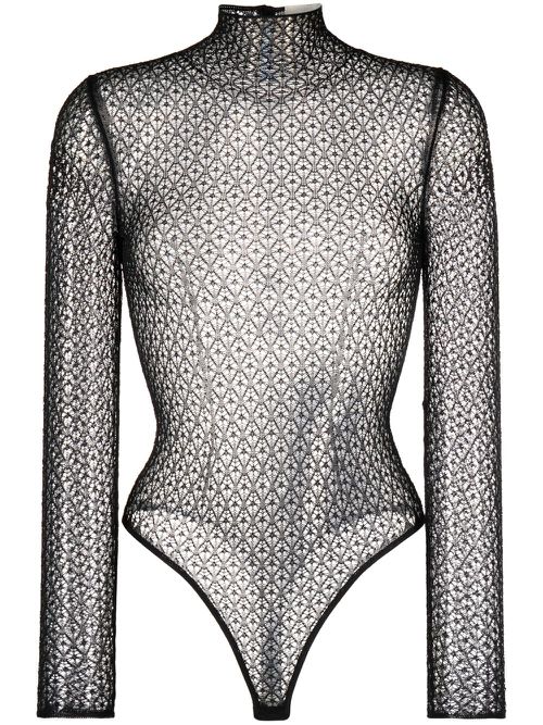 Fena diamond-lace bodysuit - Black